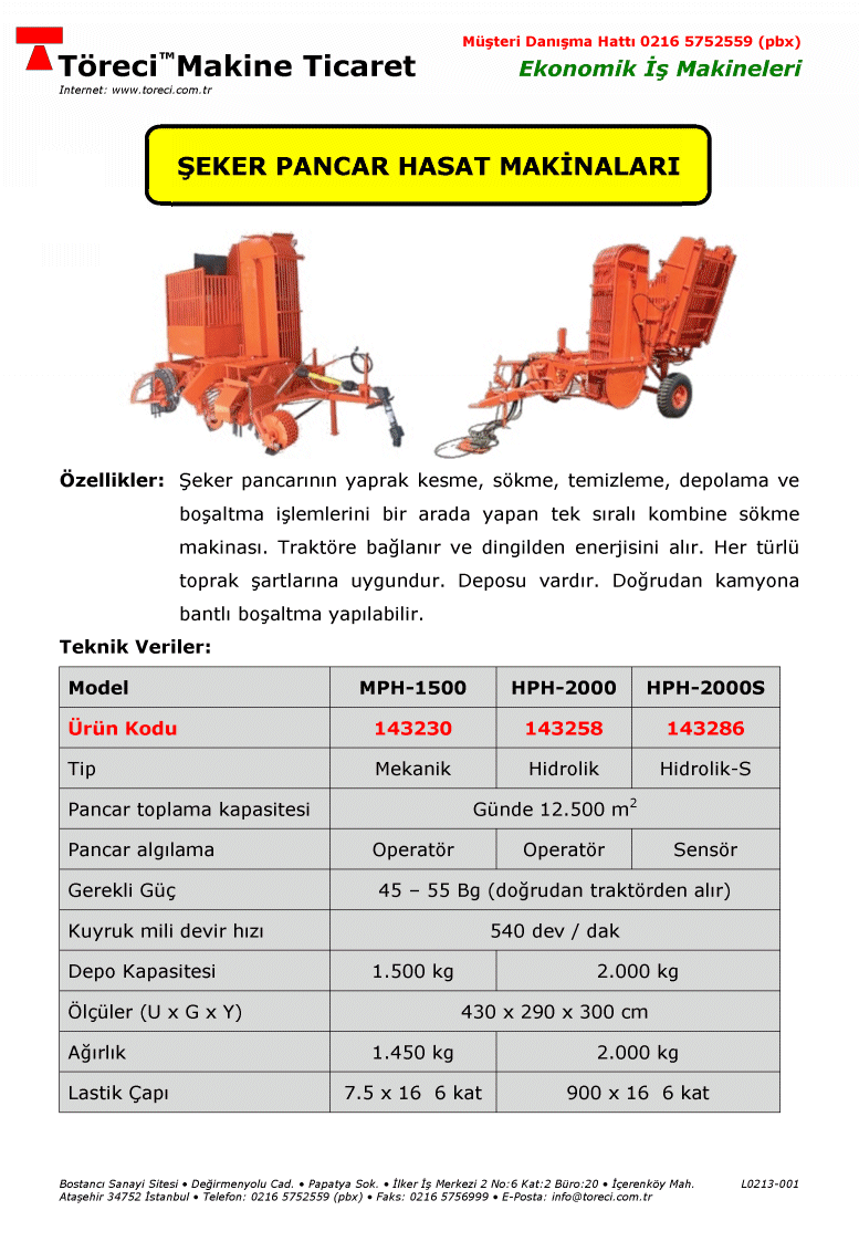 Pancar Hasat Makinası 12.000 m2 işleme kapasiteli traktör arkası şeker pancar hasat makinası.